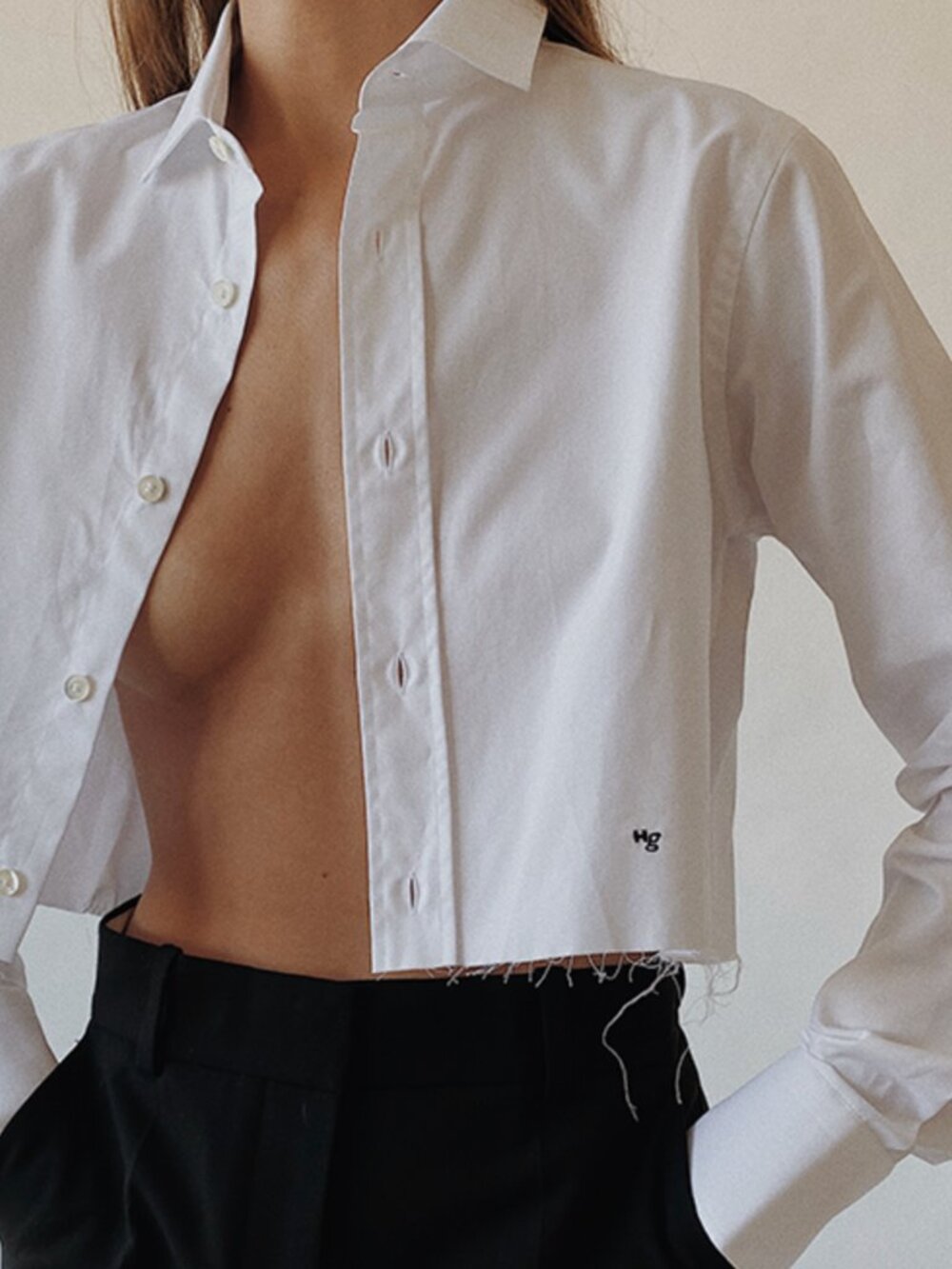 Hommegirls - Cropped Shirt in White